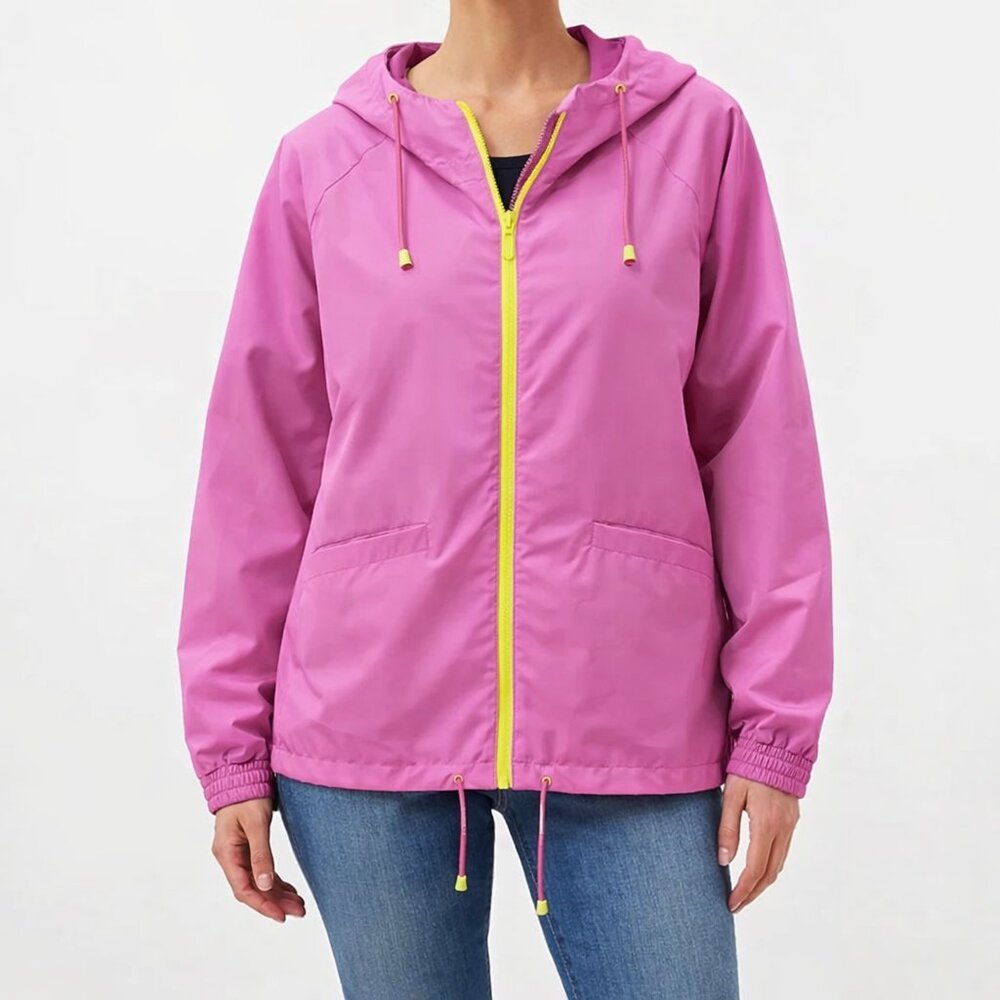 Nikki Jones Raincoat Super Pink Magic Print Bright Fun Luxury Jacket [size L]